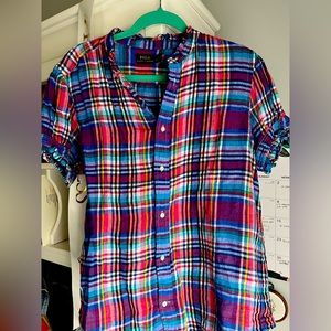 Polo short sleeve madras blouse.